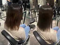 弱酸性縮毛矯正+弱酸性カラー+トリートメント