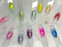 アクリルスカルプ💜長さだし10本＋ラメグラ💜選べるラメホロ12色