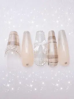 【ハンドオフなし】🍒チップ長さだし＋アート90/フレンチ/ミラーワンカラー🍒