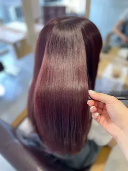 【髪質改善🍒驚きの艶髪へ】毛先カット+艶カラー+髪質改善トリートメント+浸透スチーム付🫣