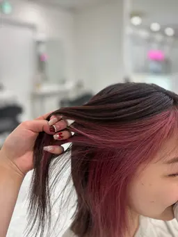 💗🎀鬼かわインナーカラー🎀💗ケアブリーチありwカラー➕オリジナルトリートメント➕炭酸spa➕コテ巻き仕上げ