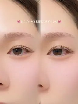 🩵4月中先着10枠限定🩵自まつ毛のダメージ軽減✨ケアまつ毛パーマ+アイブロウWAXセット¥8000