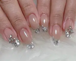 ガラスフレンチ・パーツ２個付き(ジェルオフケア込み)