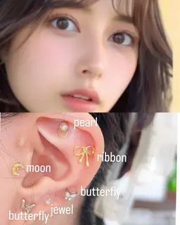 カラーリタッチ（￥4,000＋TAX）＋耳ツボジュエリー片耳3粒計6粒（￥2,500＋TAX）