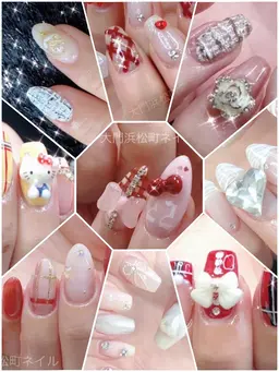 冬ネイル新年ネイルクリスマスネイル「お任せパーツつけ放題」10本9800→8800ゴージャスネイル❤️