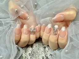 [オフなし]ワンホンチークネイル+マグネットグラデーション★スートン（クリア、オーロラ）12個込み