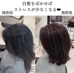 白髪でお悩みの方👍カット➕白髪ぼかし➕髪質改善トリートメント👍3週間で気になる白髪を気になりづらくします👀