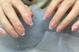 (オフケアなし)ワンホンネイルマグネットフレンチ★スートン（クリア、オーロラ）6個込み