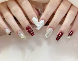 【ミニモ学割】チップ長さ出し+持ち込みデザイン＋パーツやり放題+ 特殊デザイン👌（初回ソフトジェルオフ無料／ケア込み）