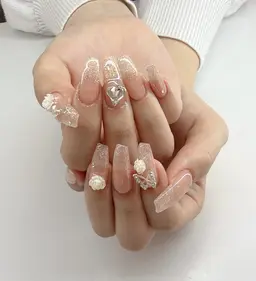 【初回オフ無料】 ラメーグラデージョン＋パーツつけ放題🎀💖