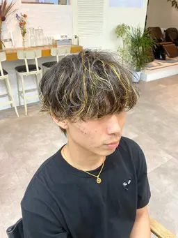 【🔥人気上昇中！🔥】メンズカット＋パーマ＋ハイライト(ケアブリーチ)＋トリートメント