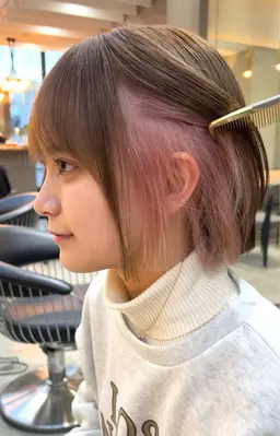 インナーカラーorフェイスフレーミング（ブリーチインナーリタッチも可） ➕ケアカラー➕ボブカット➕補修トリートメント🫧