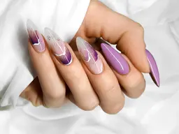 【ジェルエクステ アート4本】カラー2色+アート4本。長さだし(チップorフォーム)⚠️ジェルオフなし