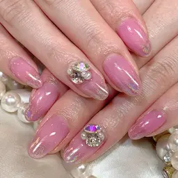 【オフなし】ジェルシンプルアート90h付け放題ジェルアート、ストーン目安4本アート位(初回の方¥1000引き)