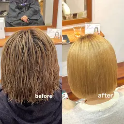 【ブリーチ毛OK】カット＋酸性ストレート＋2stepトリートメント🩵ダメージを抑えてナチュラルなツヤ髪に✨