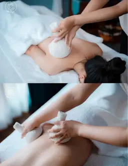 上半身ハーブボール+美顔マッサージ＋頭痛肩コリ＋眼精疲労＋腰痛60分5500円