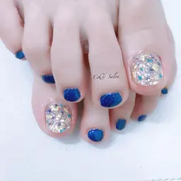 【フットキャンペーン】【新規】フットワンカラー+親指アート付き　☆持ち込みデザインok☆