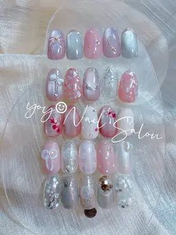 🎀INS大人リボンデザインコース🎀ご新規様ジェルオフあり・なし&ドライケア込み☆当日ご予約◎パラジェル追加◎