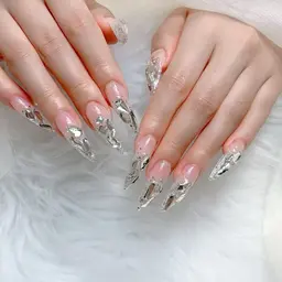 🔥店長イチオシ🔥💜《チップの長さだし》ロングチップMAX◎ラメグラ✖️ストーンつけ放題