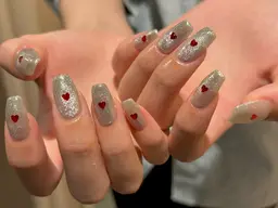 🉐オフ込みෆ˚*オフィスシンプルコース🕊️ハート♡ラメ♡ストーン10粒等