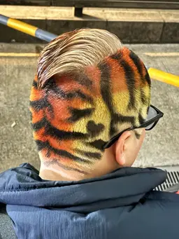 バズアート(ボウズやフェード部分にカラーでアート）orバリアート(刈り上げ部分にバリカンでアート）