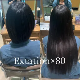 エクステ長さだし80本❣️本数追加OK⭕️インナーやハイライトでカラーエクステも付け放題🉐