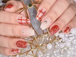 ご新規様限定【オフ込】長さだし10本+ワンカラー  アート4本＆パーツ6個まで