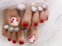 角質ケア付きフットネイル【親指アート】角　オフ・フットバス込み