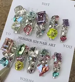 【スカルプ】高級コース💖3Dパーツつけ放題🤩お嬢様ネイル💖長さだし10本🦋個性ネイル💅高級ネイルパーツつけ放題