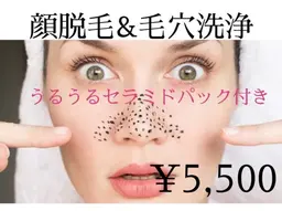 大人気No.1☝️【お顔脱毛】＋《毛穴洗浄》＋セラミド美肌パック【黒ずみ/いちご鼻/毛穴詰まり】何度でもこの価格🌿