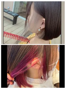 🩷🥰期間限定　隠れ可愛い🥰🩷　カット+全体カラー+イヤリングカラー（ブリーチ込）+トリートメント