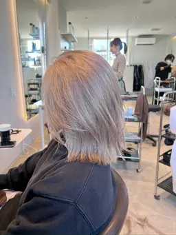 【ハイ透明感ダブルカラー】ケアブリーチorハイライト+全体カラー