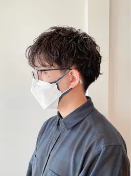 【毎朝3分でセット完了✅】カット+メンズ水素パーマ+オージュアトリートメント