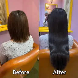 人毛エクステ長さおへそ辺り(MIX施術)シールエクステ&ちび編みエクステ【合計100本/160g】⭕️18000円