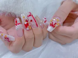 🌹🌹🌈【スカルプ長さ出し】10本高級パーツ付け放題コース【オフなし】