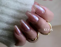 スキンカラー×ホワイトミラーパウダーのサテンネイル✨【ソフトジェルオフ込み】