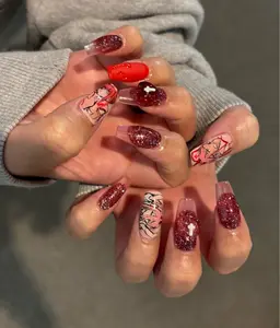 【オフあり🍒ྀི海外アート】長さ出しスカルプ10本+アートし放題・パーツ付け放題(持ち込みOK)