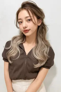 海外ガール風になるバレイヤージュ+カラーで立体感と透明感あり仕上がりに😊3/27までの限定メニュー、限定価格です👌