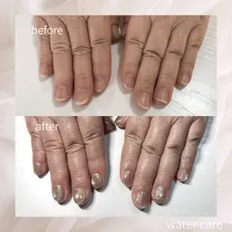 ウォーターケア🫧 |爪の形成|指先を温めてふやかす|甘皮をやさしく押し上げ、除去|爪表面を軽く整える│オイル&保湿