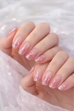 【ラメグラデーション】韓国っぽ透け感ネイル✨ソフトジェルオフ込み