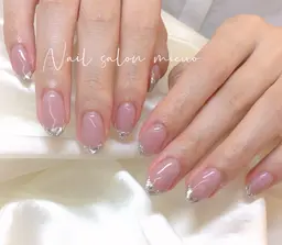 【初回ソフトジェルオフ無料】ミニも限定☆ガラスフレンチネイル¥6880<90分>