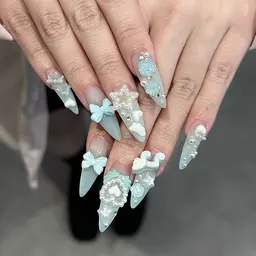 推しネイルにもおすすめ◎チップ長さだしアート10本＋無料パーツ乗せ放題☆.*˚