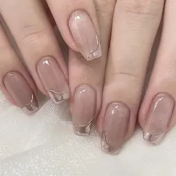 NEW OPEN特典◇初回オフ無料◇自爪ミラーフレンチネイル　Mirror French