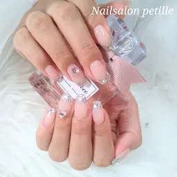 【ジェル】オフ無し🌹ガラスフレンチ