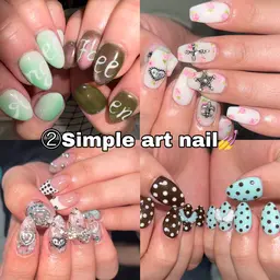 ②【オフ有り】シンプルアートネイル（ワンカラーベース+アートネイル）✨
