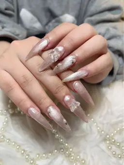 チップ長さだしワンカラー🩵ラメグラデーション🩷パーツつけ放題❣️