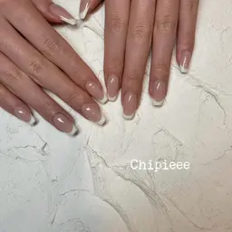 〔オフあり✔️〕スキンカラー込みホワイトフレンチネイル☁️長く楽しみたい方は是非🤍✨