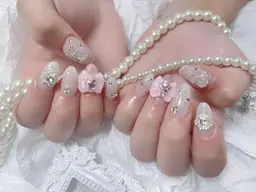 🎀【自爪】写真持ち込みデザイン or パーツ乗せ放題💎一色二度塗り🔥💖 初回ジェルオフ無料ケア込み💎