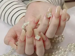 オフなし　チップ長さ出し☆ワンカラorラメグラ☆パーツ2個付き¥7500