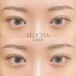 上下まつ毛パーマ。パリジェンヌラッシュリフトのデザインも可能。